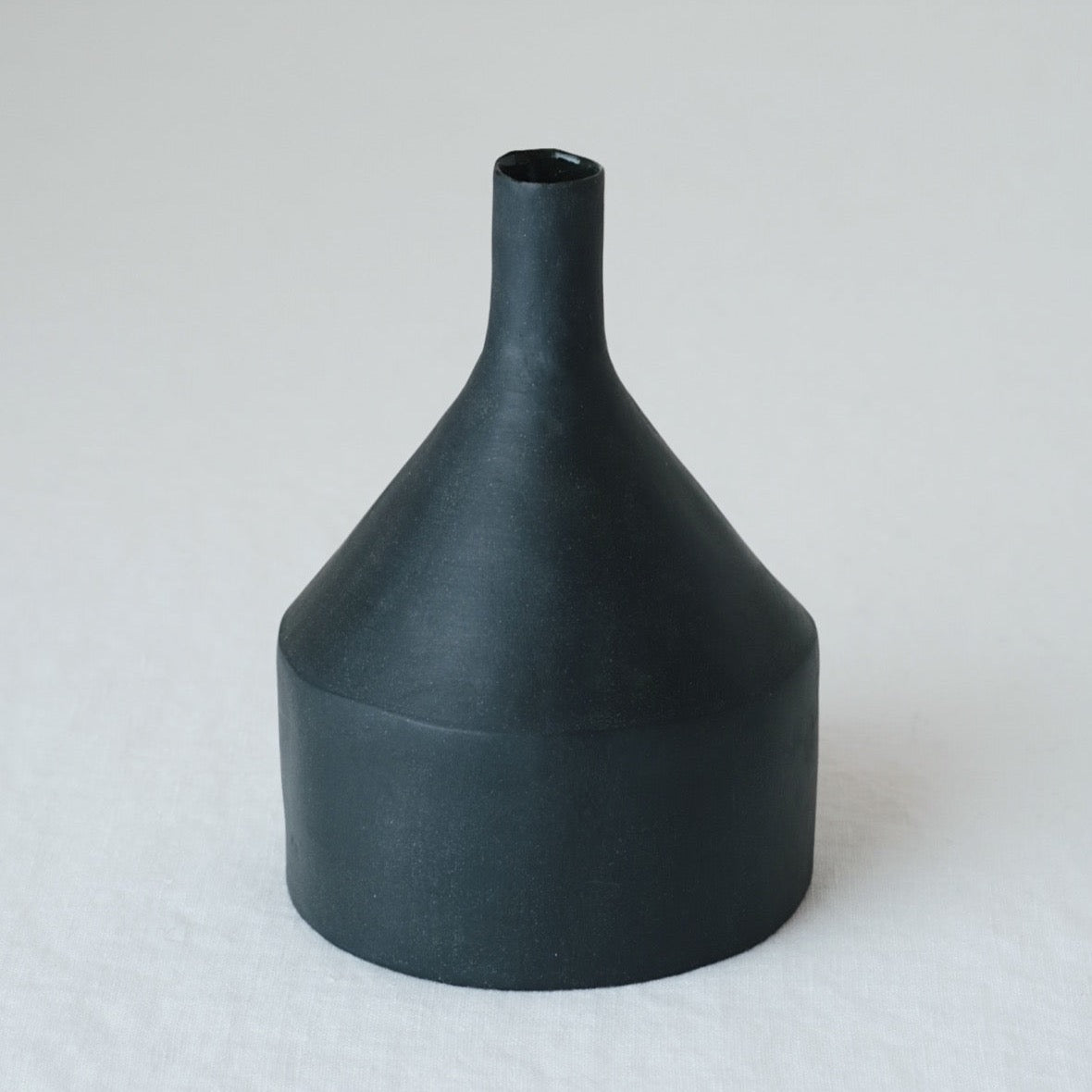 Black Ceramic Flask Vase