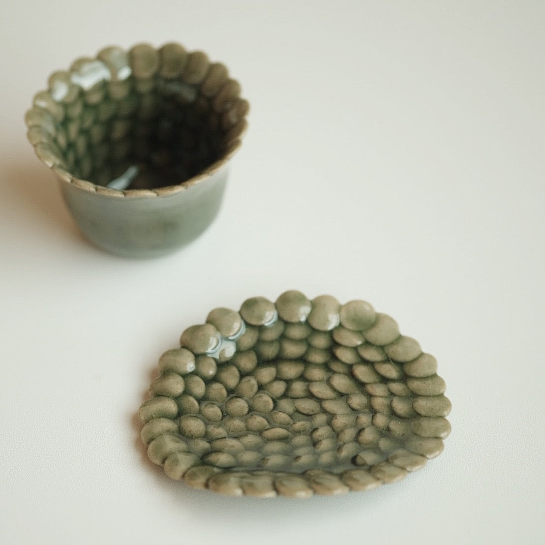 Mosaic Tea Cup & Saucer Set - Green