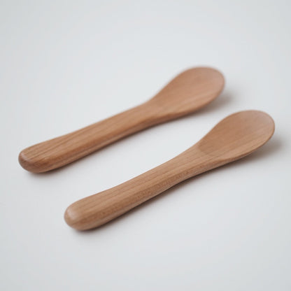 Hand Carved Wooden Dessert Spoon Set of 2
