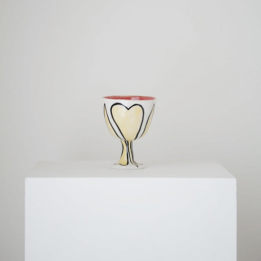 Heart Ceramic Footed Bowl / Goblet (24k gold)