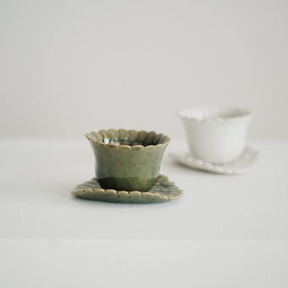 Mosaic Tea Cup & Saucer Set - Green