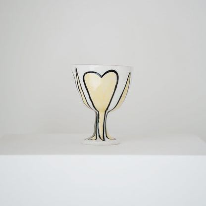 Heart Ceramic Footed Bowl / Goblet (24k gold)