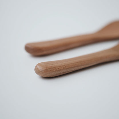 Hand Carved Wooden Dessert Spoon Set of 2