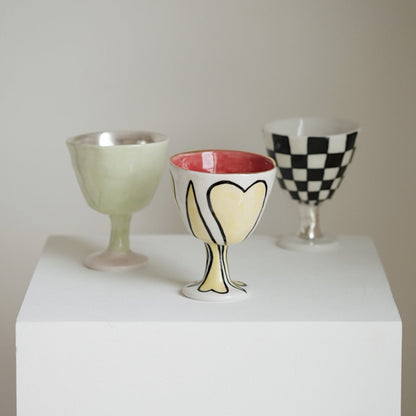 Heart Ceramic Footed Bowl / Goblet (24k gold)
