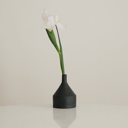 Black Ceramic Flask Vase
