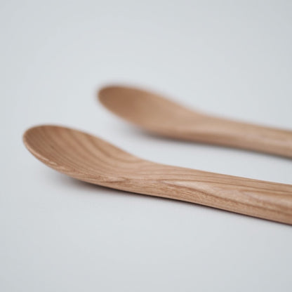 Hand Carved Wooden Dessert Spoon Set of 2
