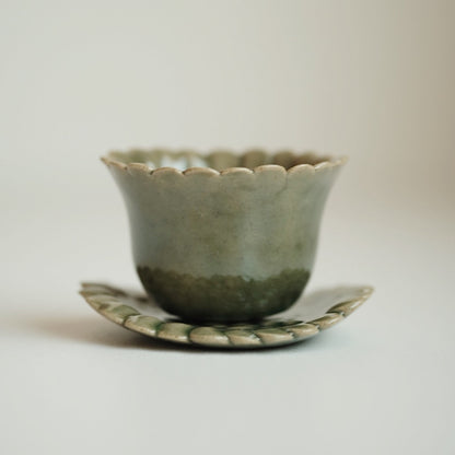 Mosaic Tea Cup & Saucer Set - Green