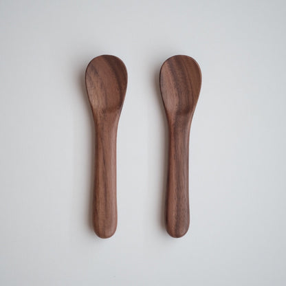 Hand Carved Wooden Dessert Spoon Set of 2