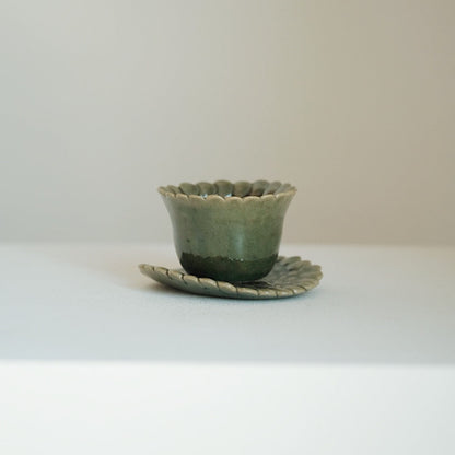 Mosaic Tea Cup & Saucer Set - Green