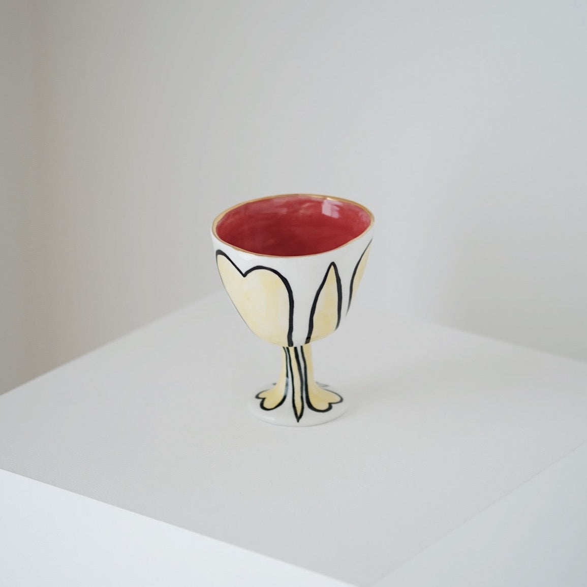Heart Ceramic Footed Bowl / Goblet (24k gold)