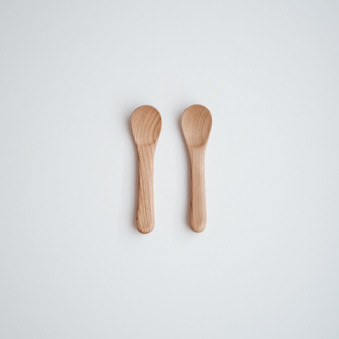 Hand Carved Wooden Dessert Spoon Set of 2