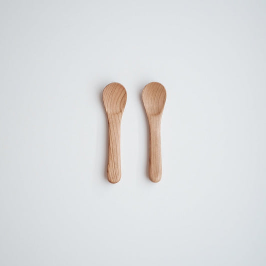 Hand Carved Wooden Dessert Spoon Set of 2